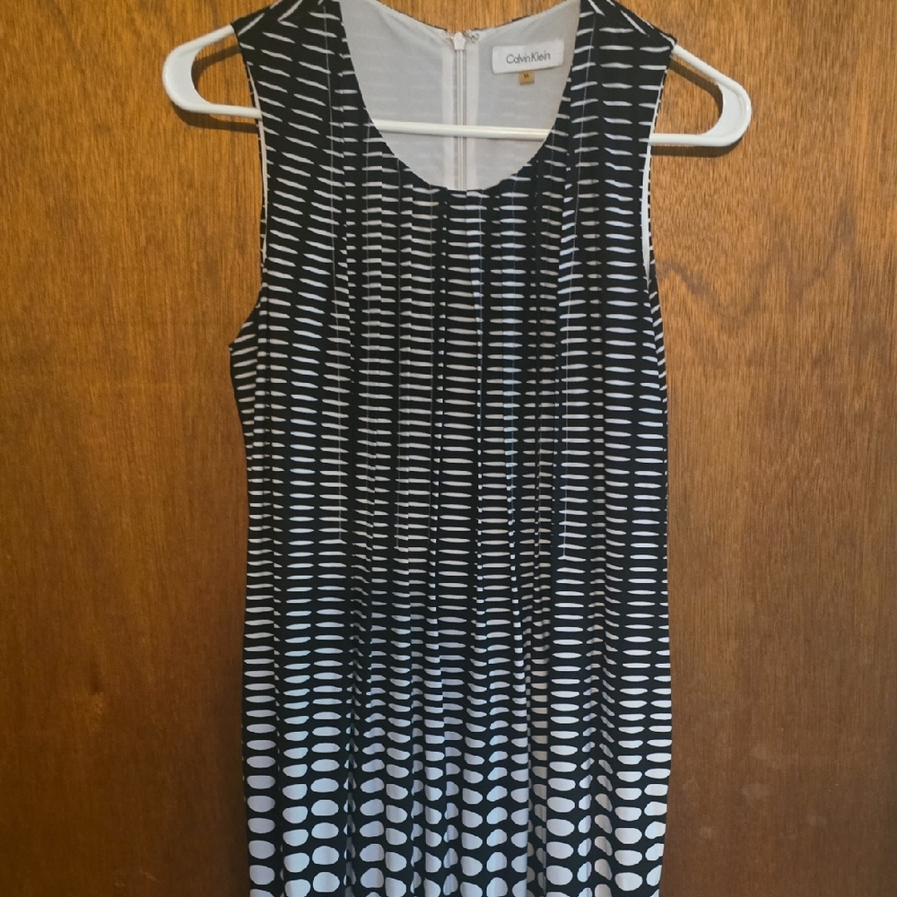 Calvin Klein Black and White Patterned Dress